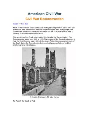 American Civil War Civil War Reconstruction