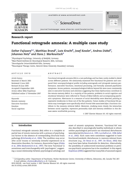 Functional Retrograde Amnesia: a Multiple Case Study