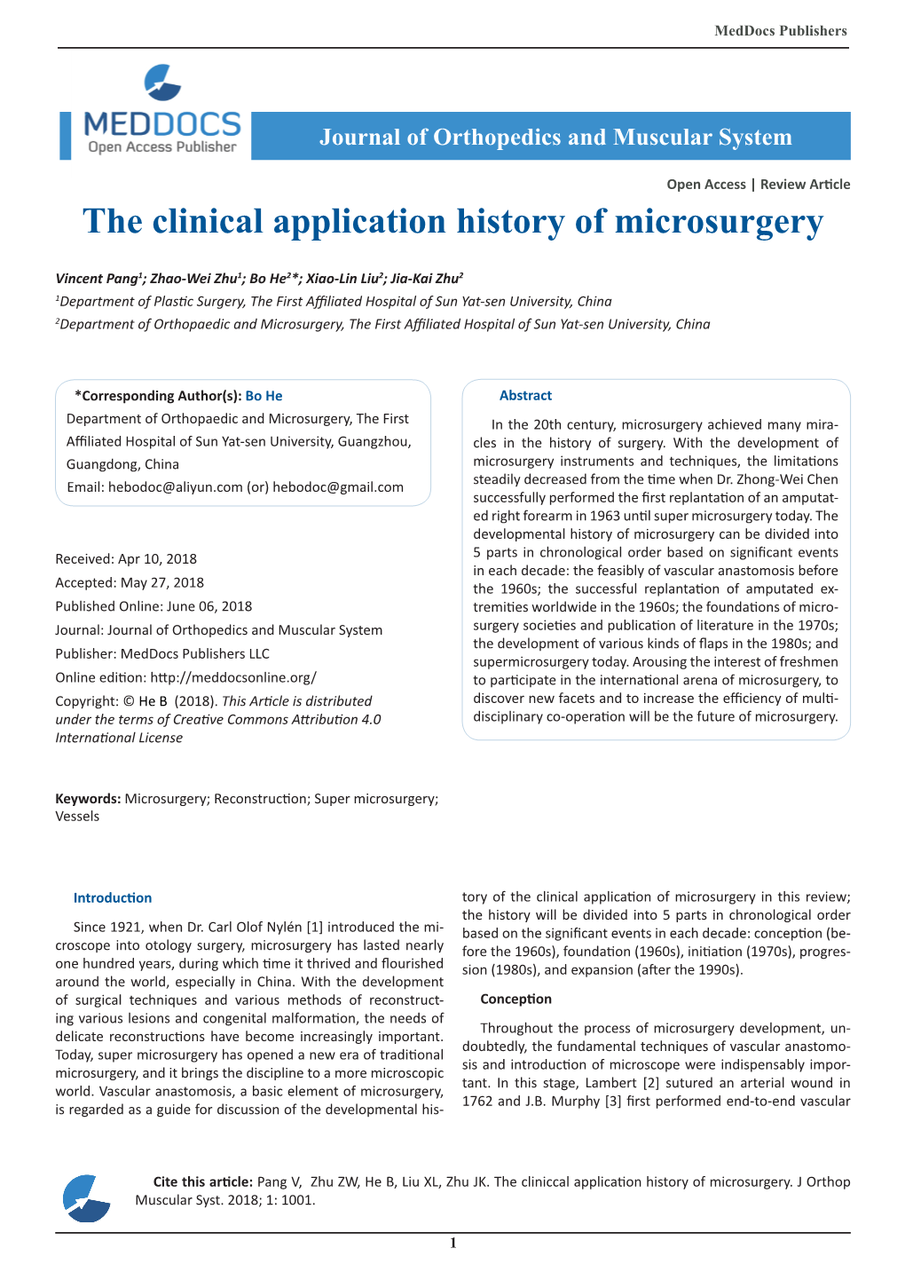 The Developmental History of Microsurgery