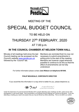Special Budget Council