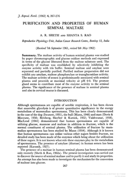 Purification and Properties of Human Seminal Maltase