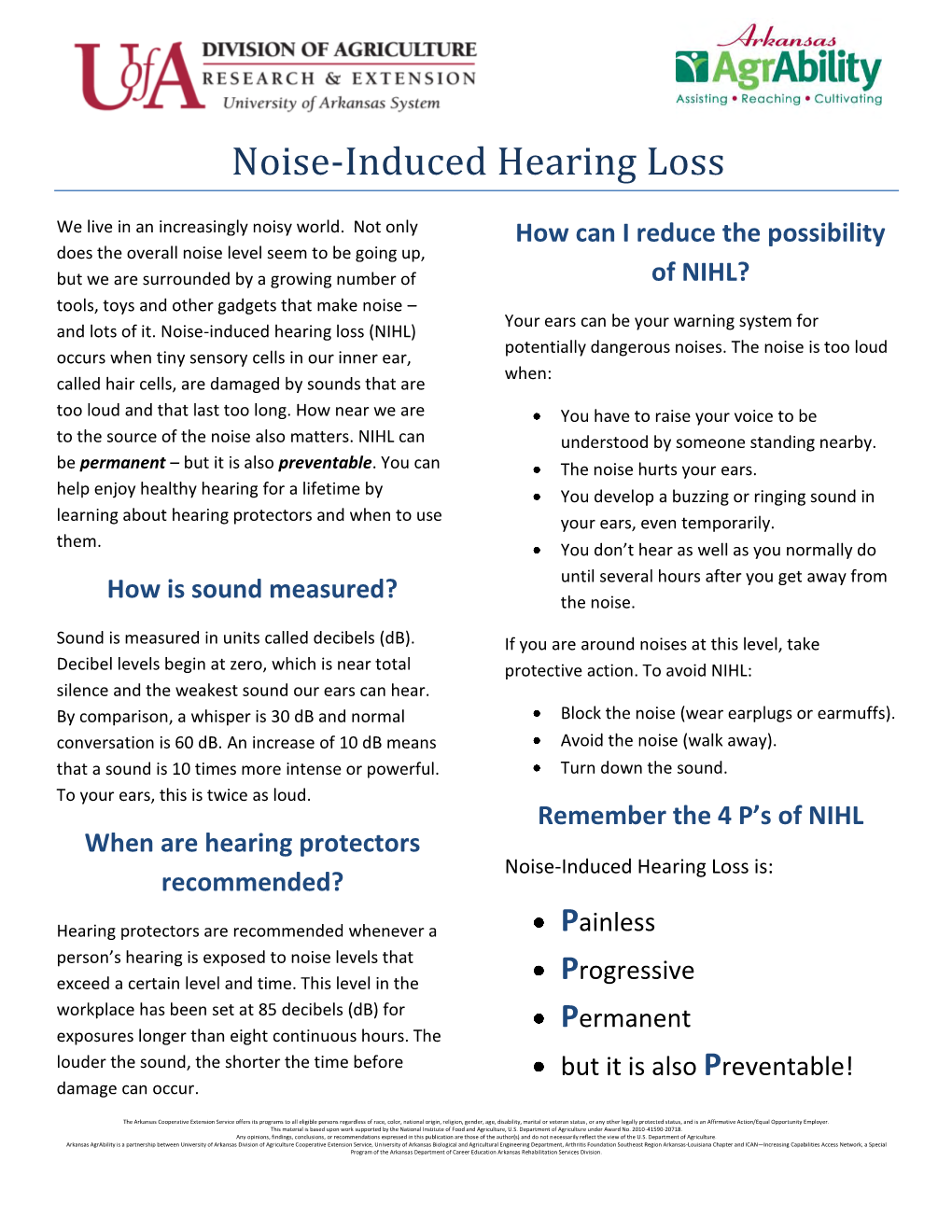 Noise Induced Hearing Loss