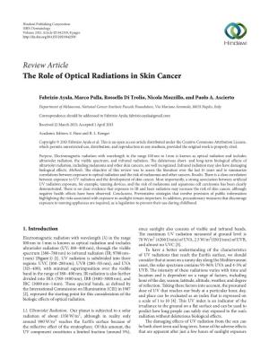 Review Article the Role of Optical Radiations in Skin Cancer