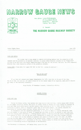 The Narro\V Gauge Railway Society