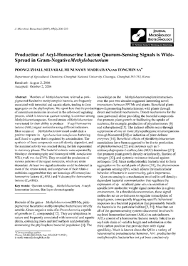 Production of Acyl-Homoserine Lactone Quorum-Sensing Signals Is Wide- Spread in Gram-Negative Methylobacterium