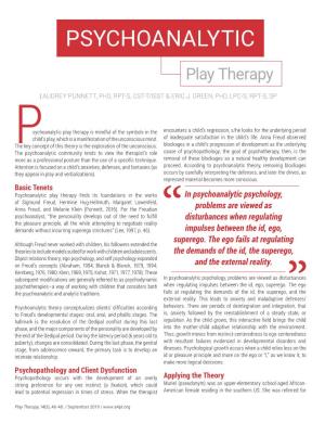 PSYCHOANALYTIC Play Therapy