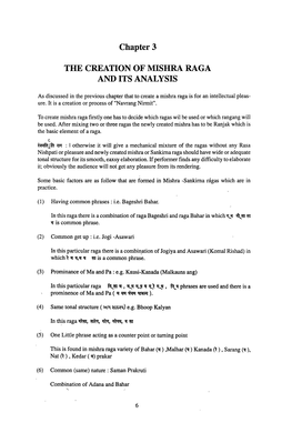 Chapter 3 the CREATION of MISHRA RAGA and ITS ANALYSIS