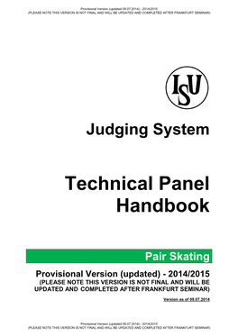 Technical Panel Handbook Pair Skating 2014 / 2015