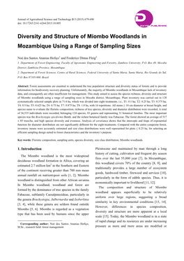 Diversity and Structure of Miombo Woodlands in Mozambique Using a Range of Sampling Sizes