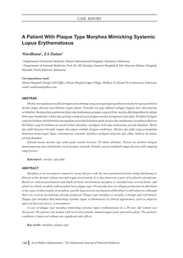 A Patient with Plaque Type Morphea Mimicking Systemic Lupus Erythematosus