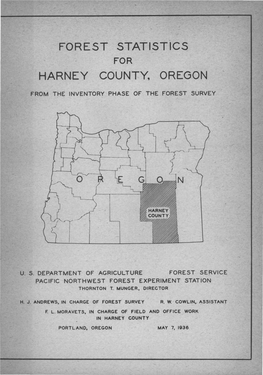 Forest Statistics for Harney County, Oregon : from the Inventory Phase of the Forest Survey
