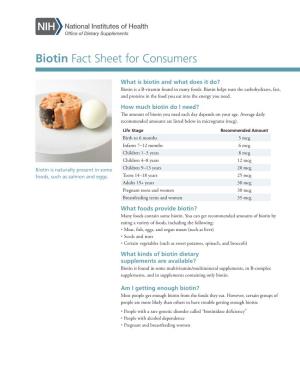 Biotin Fact Sheet for Consumers