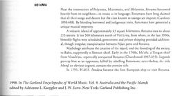 1998. in the Garland Encyclopedia of World Music. Vol. 9, Australia and the Pacific Islands Edited by Adrienne L. Kaeppler and J