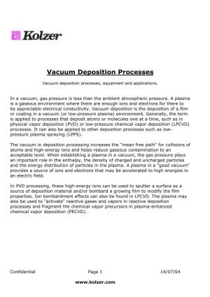 Vacuum Deposition Processes