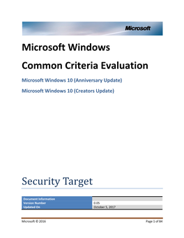 Microsoft Windows Common Criteria Evaluation Security Target