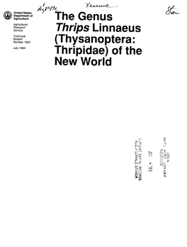 The Genus Thrips Linnaeus (Ttiysanoptera: Thripidae