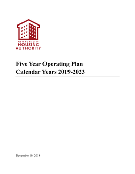 Five Year Operating Plan Calendar Years 2019-2023