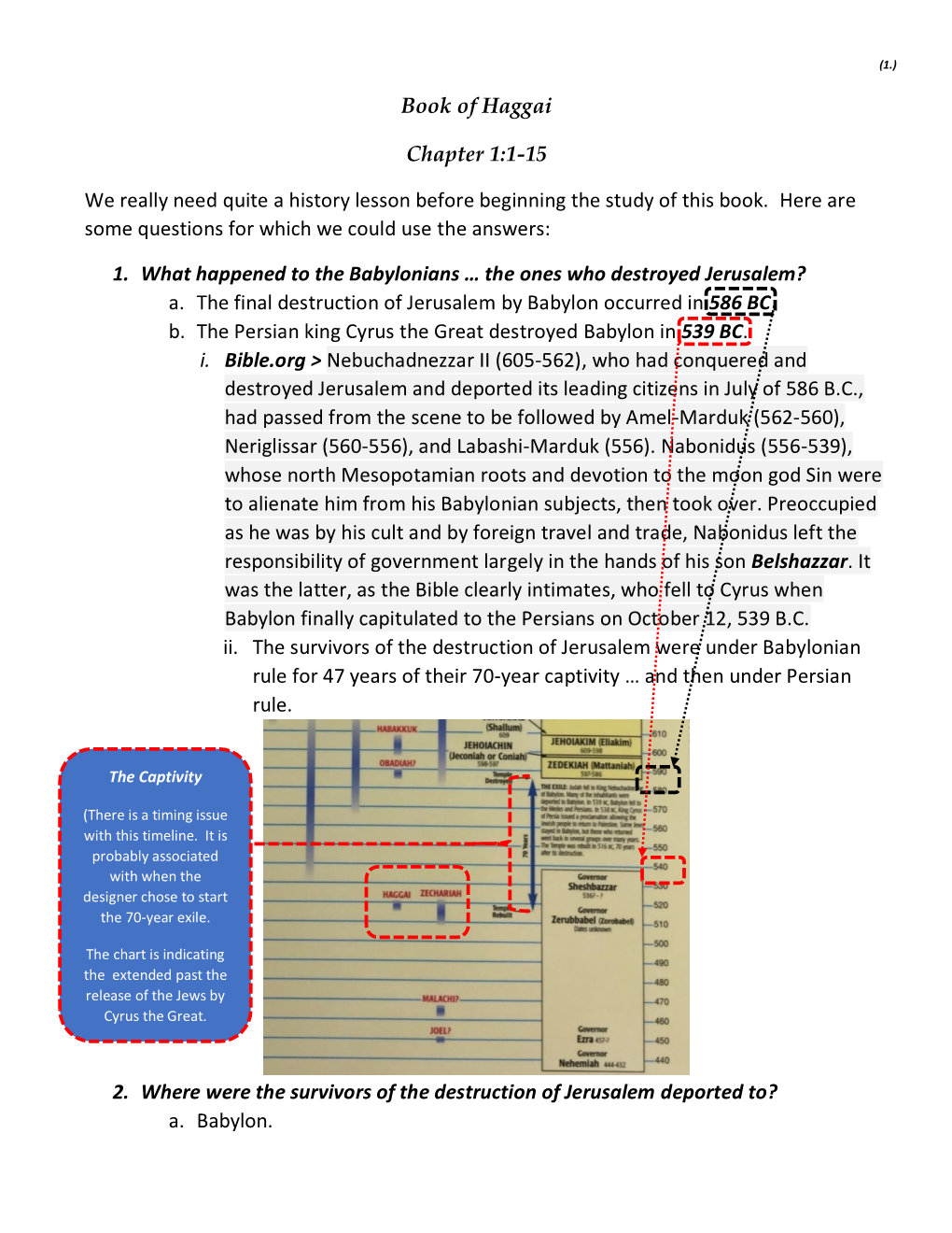 Book of Haggai Chapter 1:1-15 We Really Need Quite a History Lesson