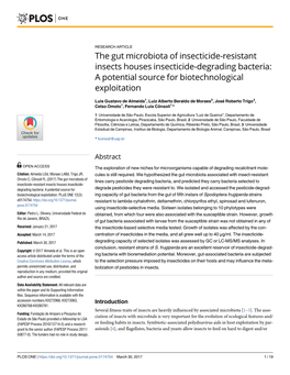 The Gut Microbiota of Insecticide-Resistant Insects Houses Insecticide-Degrading Bacteria: a Potential Source for Biotechnological Exploitation