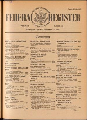 Federal Register 1 9 3 4 ^ Volume 29 Number 180 0 a /It E D ^