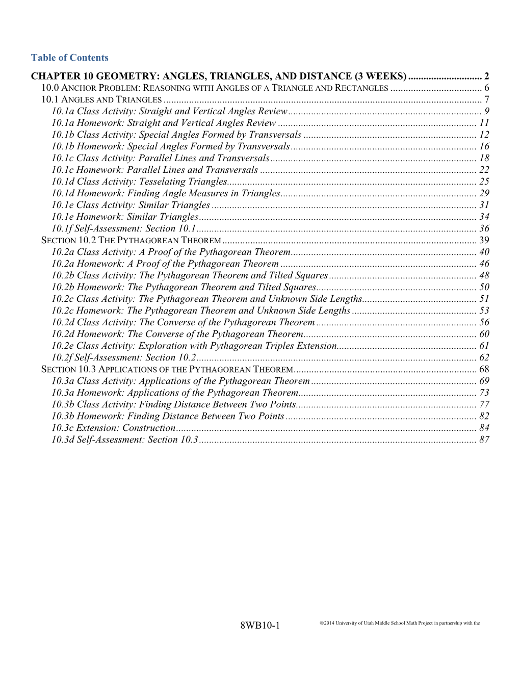 8WB10-1 Table of Contents CHAPTER 10 GEOMETRY