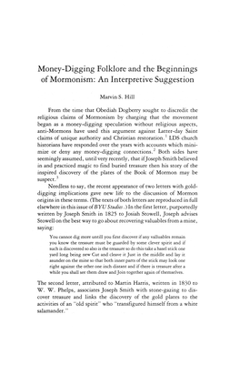 Moneoy Digging Folklore and the Beginnings Ofofmormonism