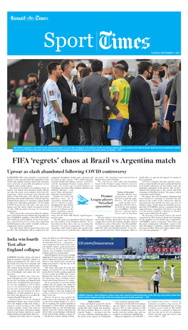FIFA 'Regrets' Chaos at Brazil Vs Argentina Match