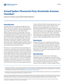 Armed Spiders Phoneutria Perty (Arachnida: Araneae: Ctenidae)1 Lawrence E