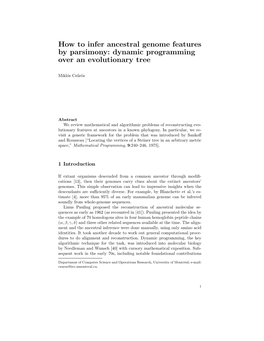 How to Infer Ancestral Genome Features by Parsimony: Dynamic Programming Over an Evolutionary Tree