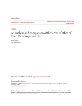 An Analysis and Comparison of the Terms of Office of Three Mexican Presidents Joel Chargoy Iowa State University