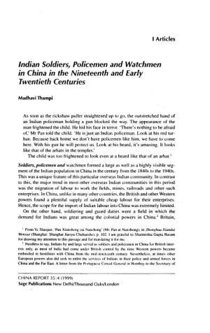 Indian Soldiers, Policemen and Watchmen in China in the Nineteenth and Early Twentieth Centuries