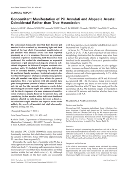 Concomitant Manifestation of Pili Annulati and Alopecia Areata: Coincidental Rather Than True Association