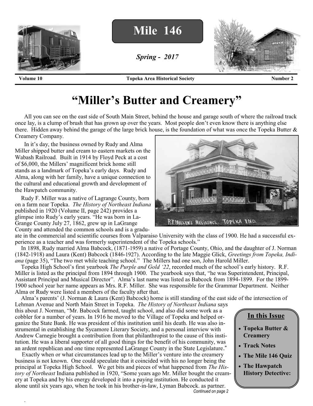 “Miller's Butter and Creamery” Mile