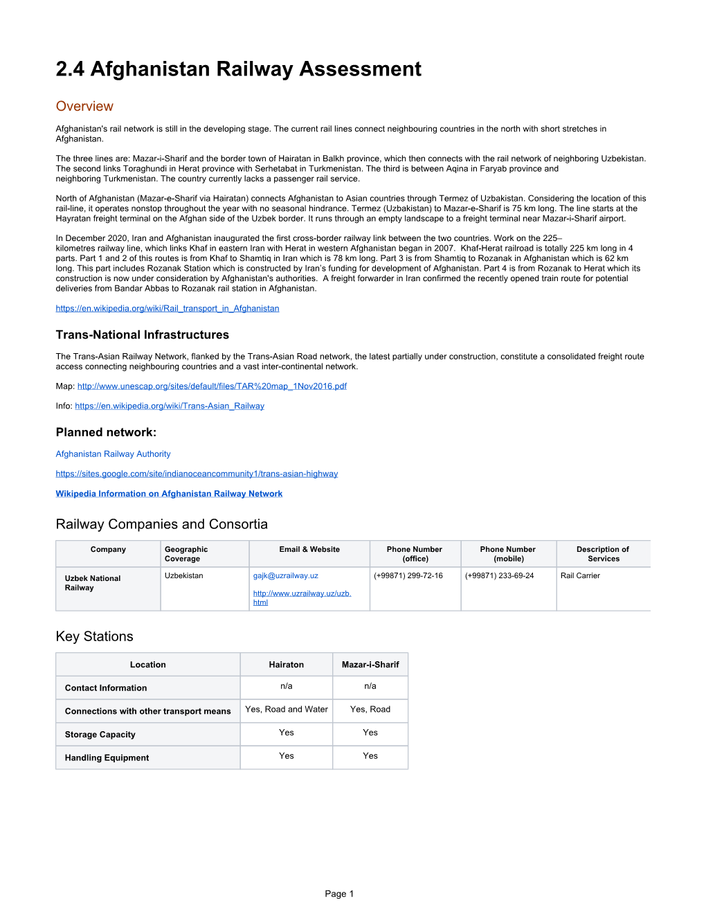 2.4 Afghanistan Railway Assessment