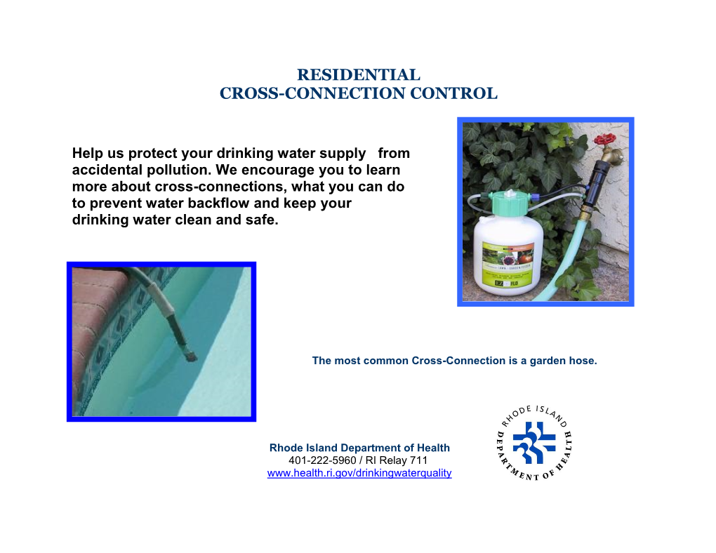 Residential Cross-Connection Control Information