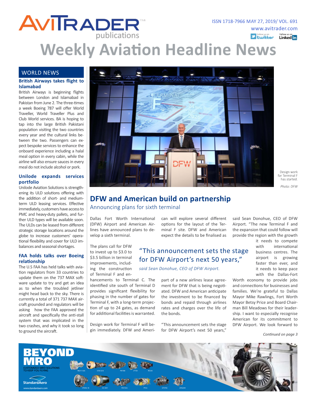 Weekly Aviation Headline News