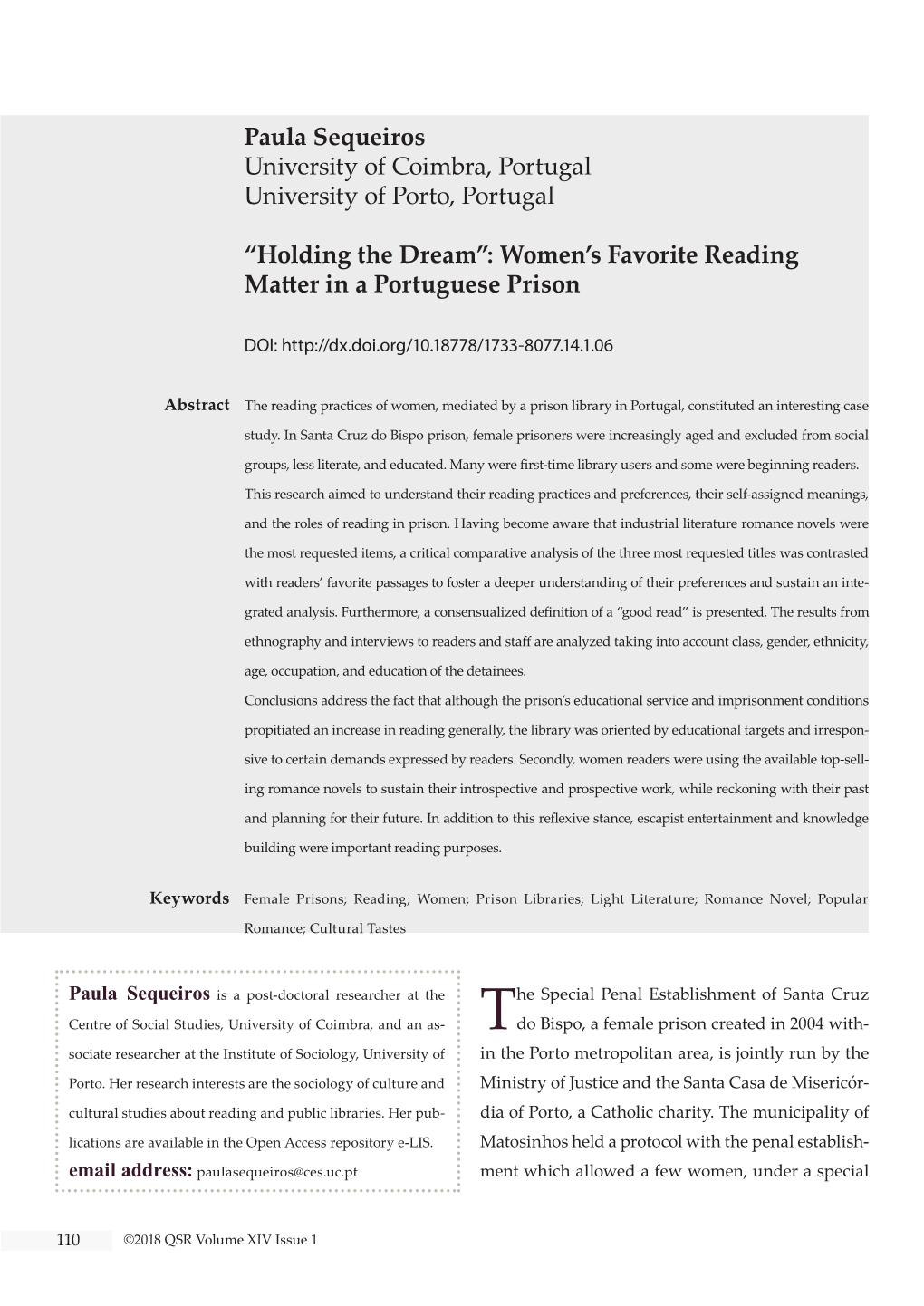 “Holding the Dream”: Women's Favorite Reading Matter in A