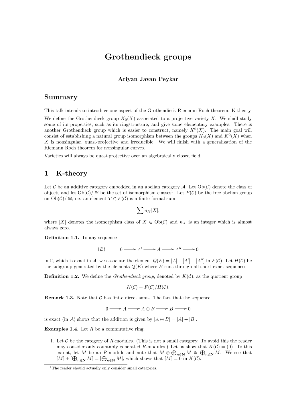 Grothendieck Groups