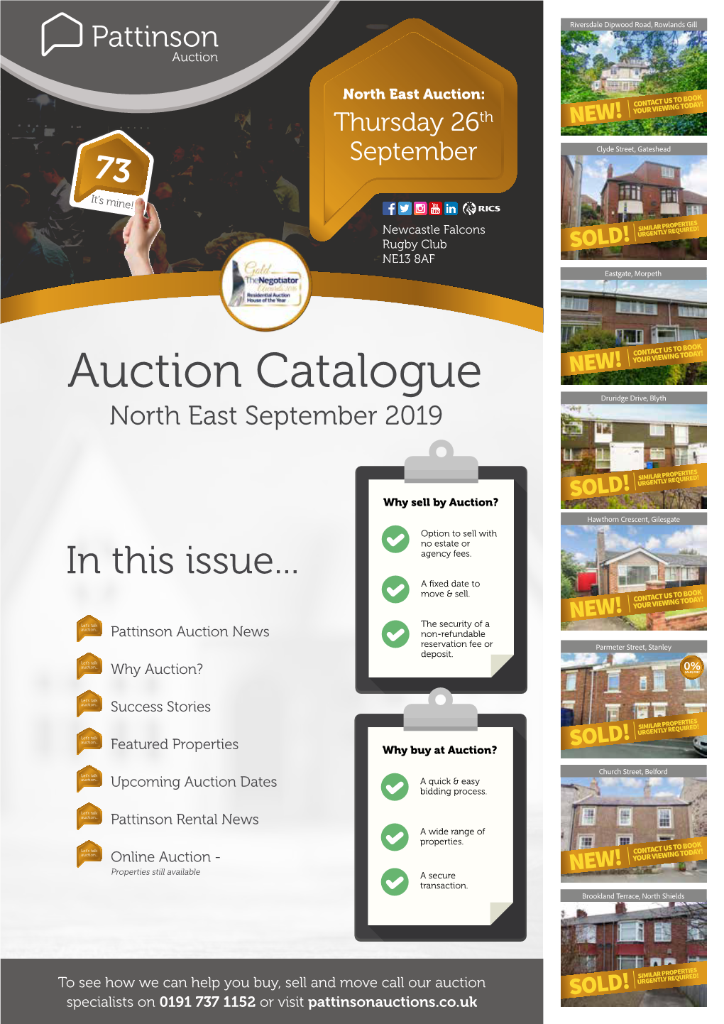Auction Catalogue NEW! YOUR VIEWING TODAY! Druridge Drive, Blyth North East September 2019