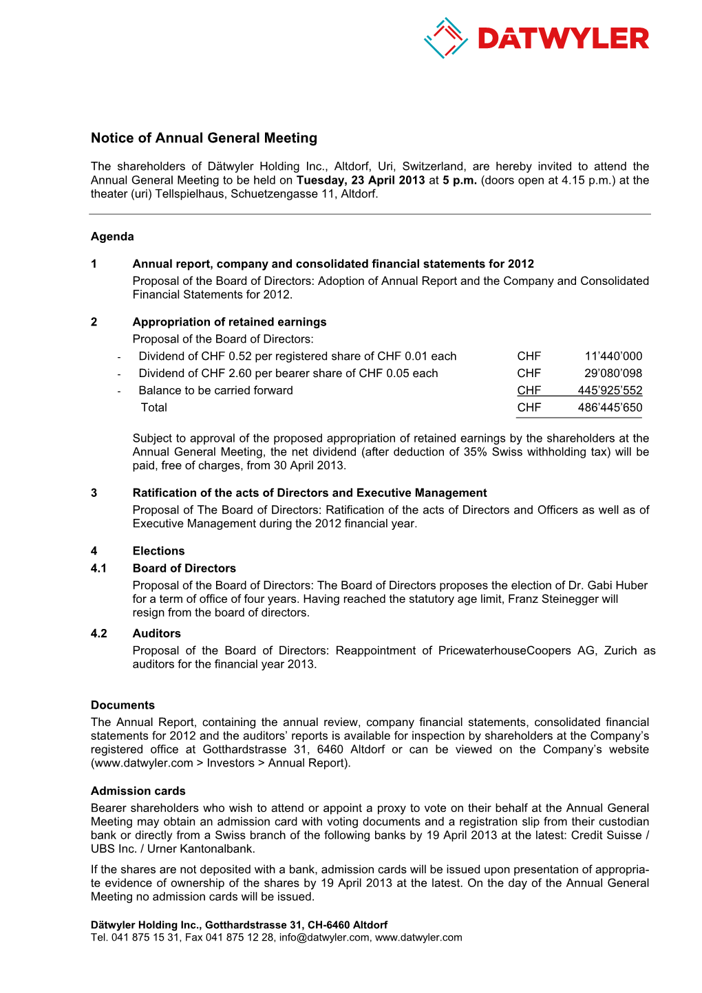 Notice of Annual General Meeting