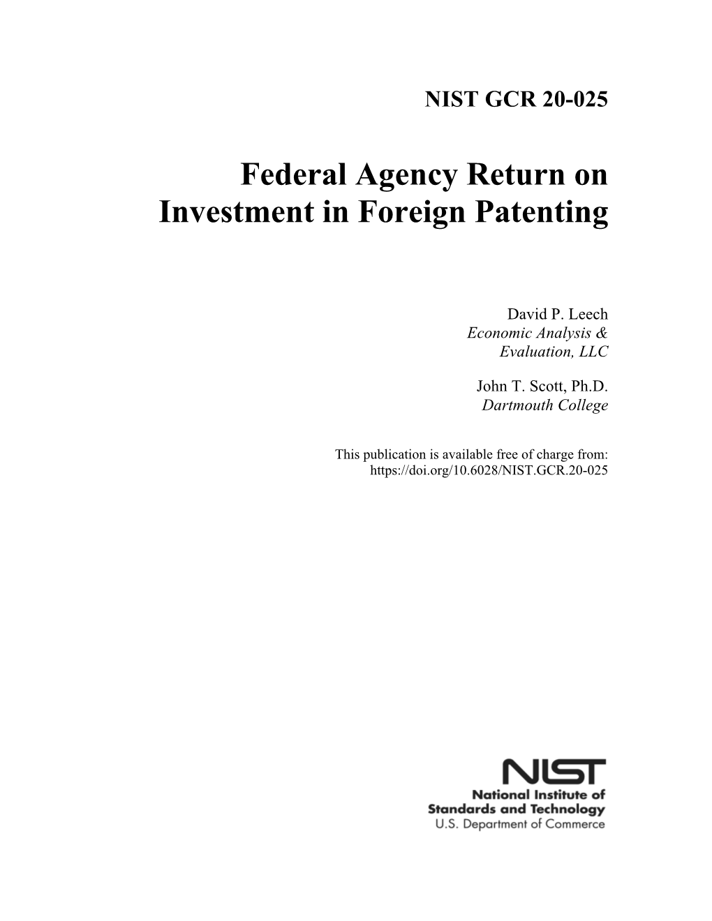 Federal Agency Return on Investment in Foreign Patenting