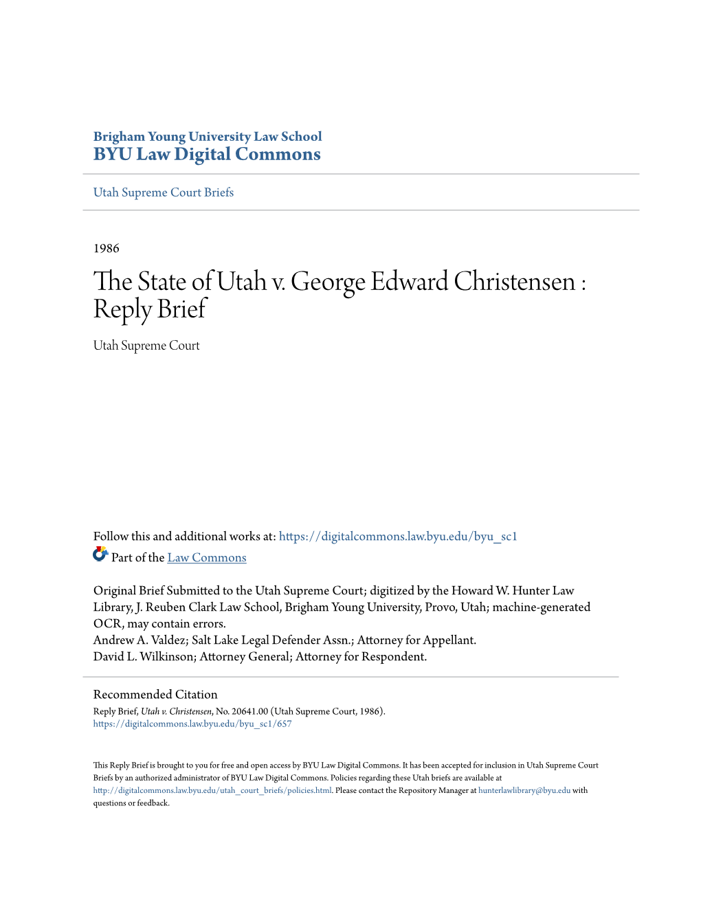 The State of Utah V. George Edward Christensen