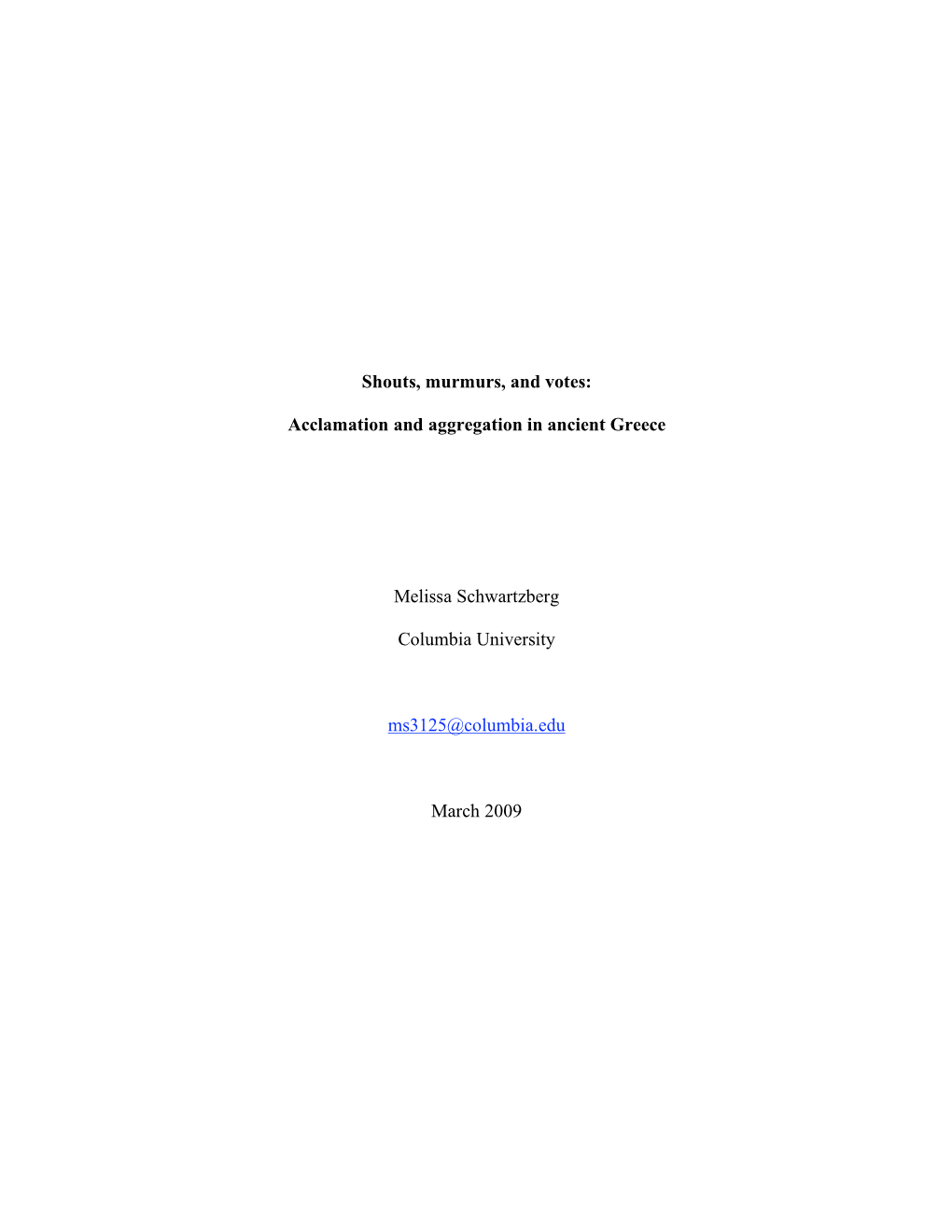 Acclamation and Aggregation in Ancient Greece