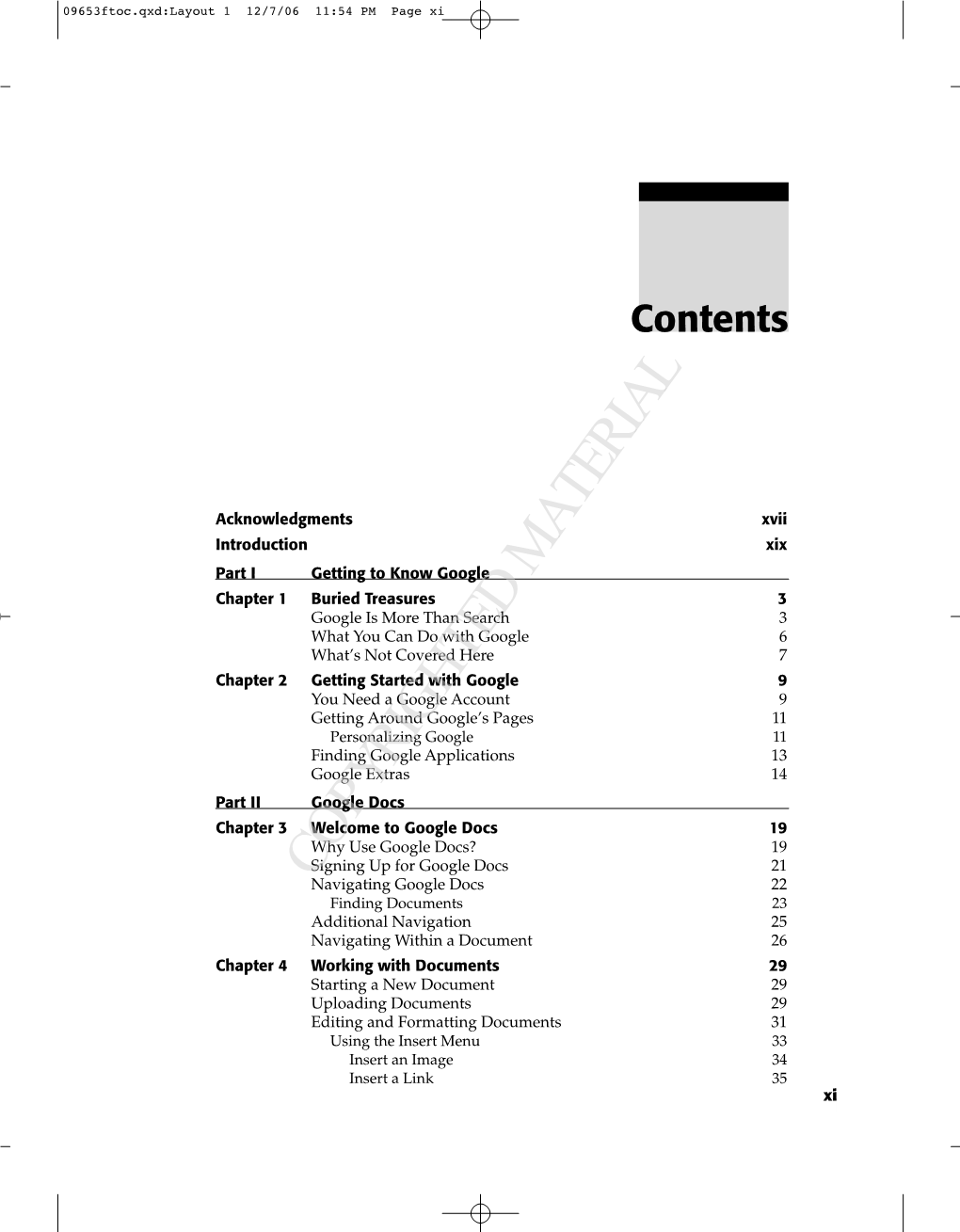 09653Ftoc.Qxd:Layout 1 12/7/06 11:54 PM Page Xi