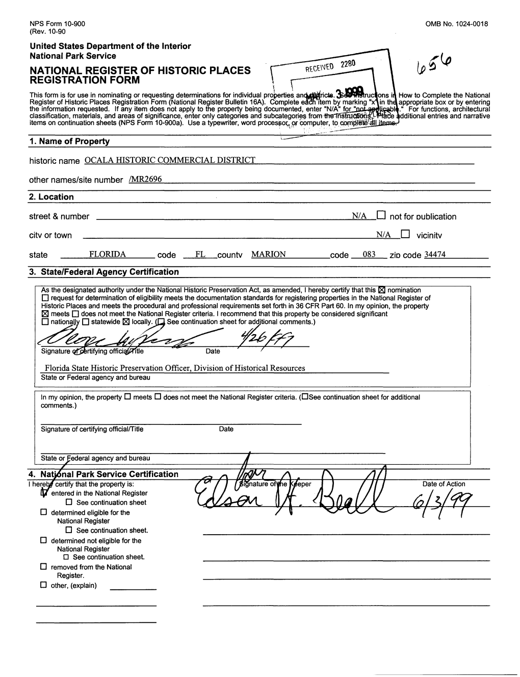 NATIONAL REGISTER of HISTORIC PLACES REGISTRATION FORM This Form Is for Use in Nominating Or Requesting Determinations for Individual Properties