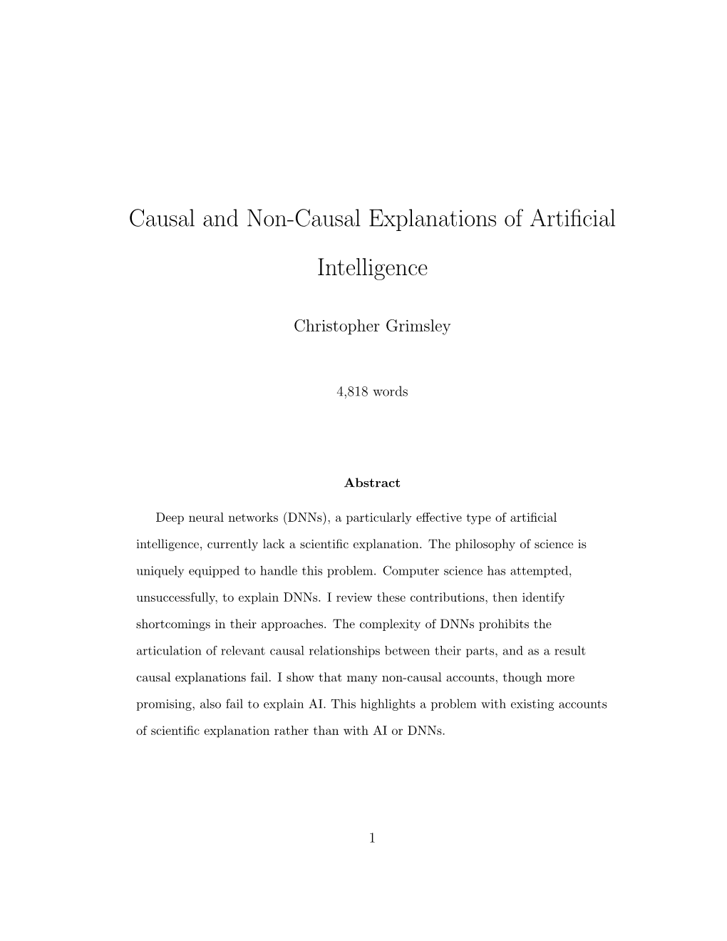 Causal and Non-Causal Explanations of Artificial Intelligence