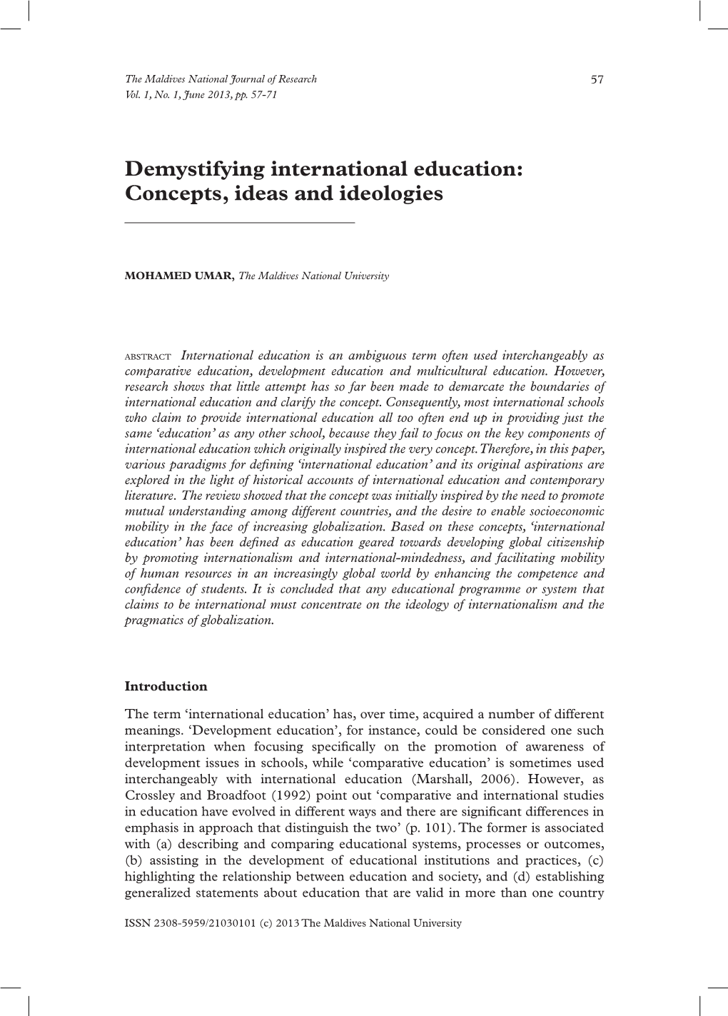 Demystifying International Education: Concepts, Ideas and Ideologies