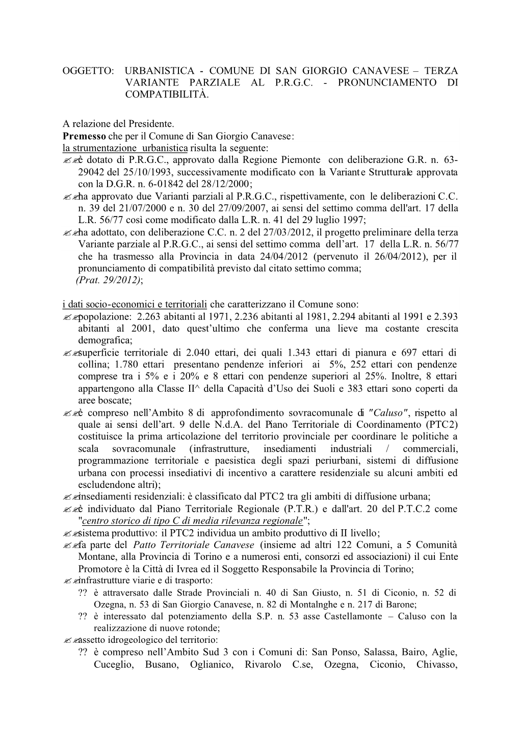 Comune Di San Giorgio Canavese – Terza Variante Parziale Al P.R.G.C