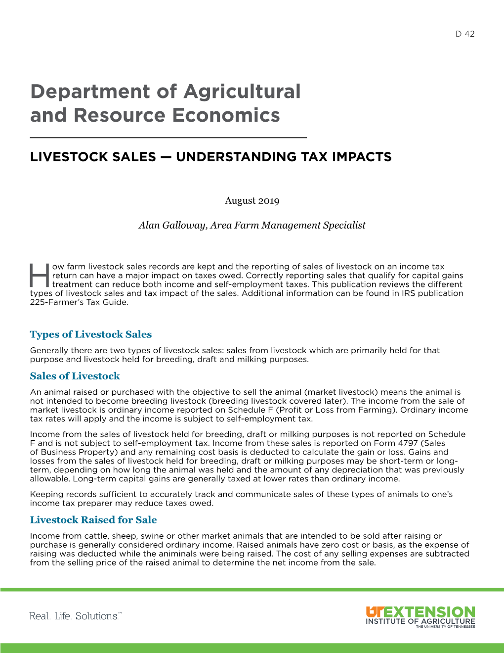 Livestock Sales — Understanding Tax Impacts