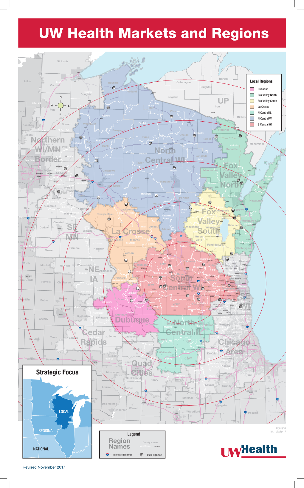 UW Health Markets and Regions 0 50 Keweenaw100 US Survey Miles